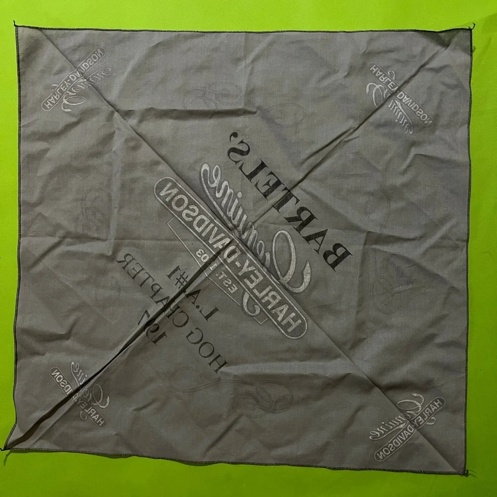 Vintage 1997 Harley-Davidson Bartels L.A. HOG Chapter Bandana Grey Scarf 21x21